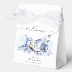 Welcome Winter Snowflake Ice Skate Baby Shower Favour Box