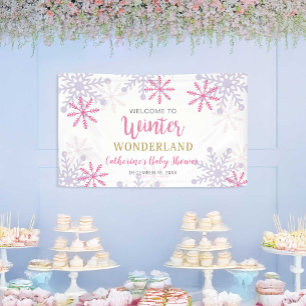 Welcome Winter Wonderland Baby Shower Snowflakes Banner