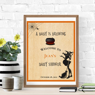 Welcome Witch Brewing Halloween Baby Shower Poster