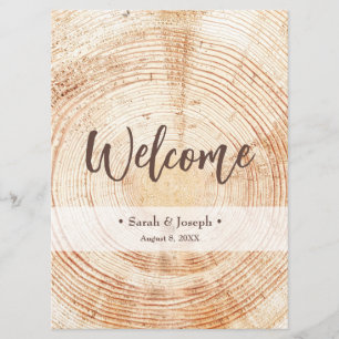 Welcome Wood Grain Rustic Wedding Program  Programme