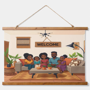 WELCOME Wood Topped Wall Tapestry
