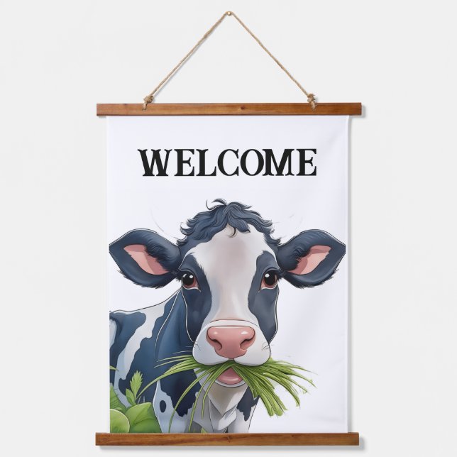 WELCOME Wood Topped Wall Tapestry (Front)