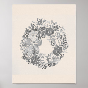 Welcome Wreath Autumn Pumpkin Blue Painting Poster