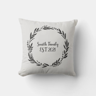 Welcome Wreath Established Family Throw Pillow