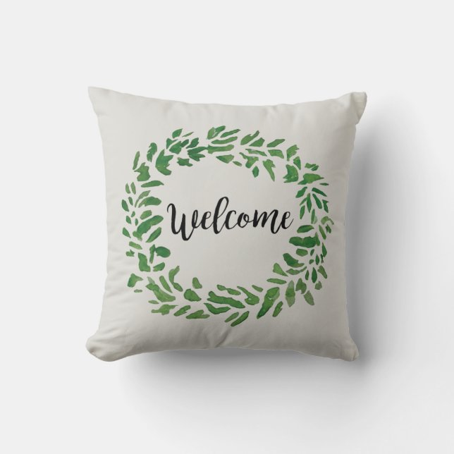 Welcome Wreath Painitng Pillow (Front)
