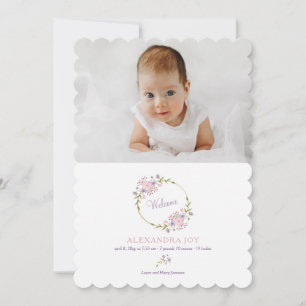 Welcome Wreath Photo Birth Announcement