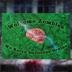 Welcome Zombies, We Serve Delicious Brains Doormat