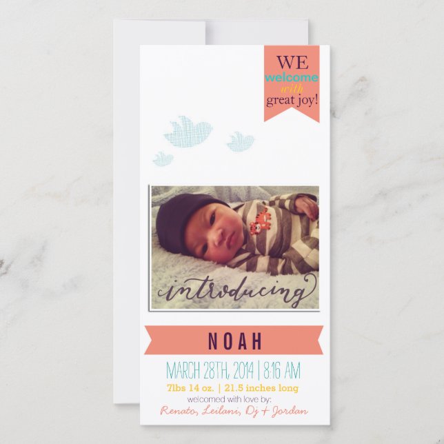 Welcomes with great joy!* Birth Announcement (Front)