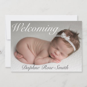 Welcoming Baby Girl Photo Birth Announcement