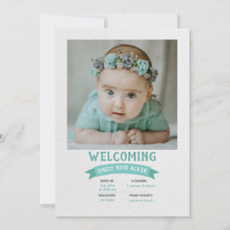 Welcoming Baby Photo Birth Announcement