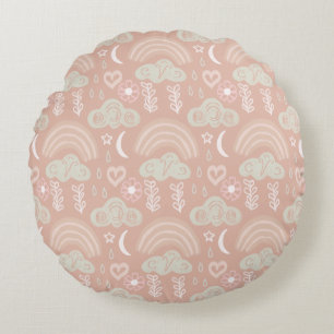 Welcoming Baby Pink Round Cushion