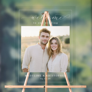 Welcoming Cream Minimalist Photo Acrylic Sign