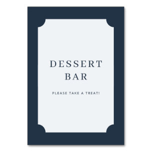 Welcoming Navy Blue Minimalist Dessert Bar Sign Table Number