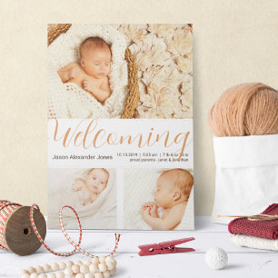 Welcoming New Baby Boy Photo Template Neutrals