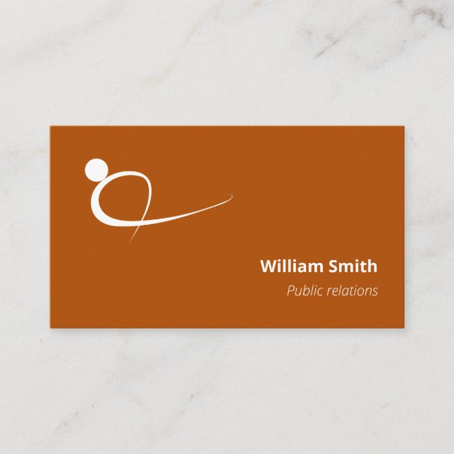Welcoming Orange Modern Motion Person Logo Business Card (Front)
