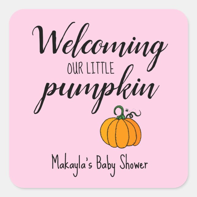 Welcoming our little Pumpkin Baby Shower Square Sticker (Front)