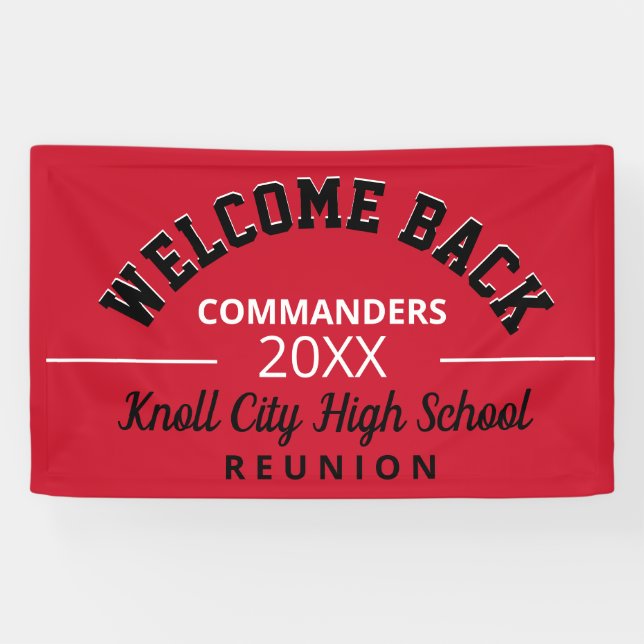 Welcoming School Colours! Class reunion banner (Horizontal)