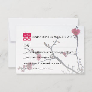 Welcoming Spring Double Happiness Sakura RSVP Card