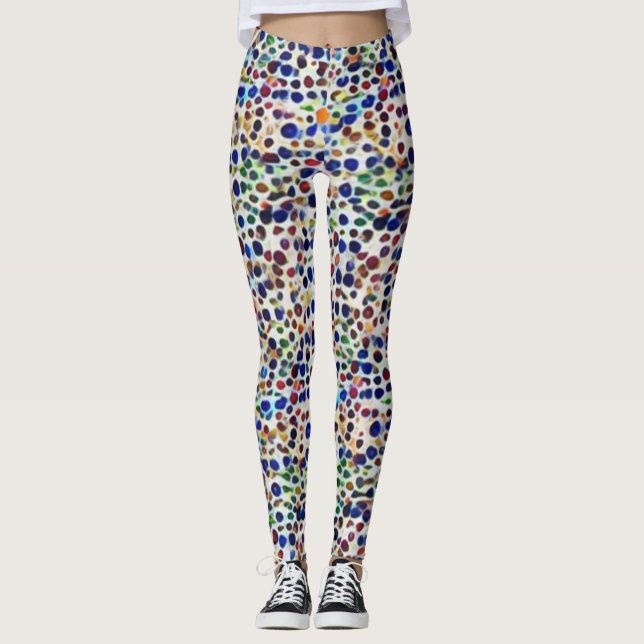 welcoming summercolorfulvibrant doodle art pattern leggings (Front)