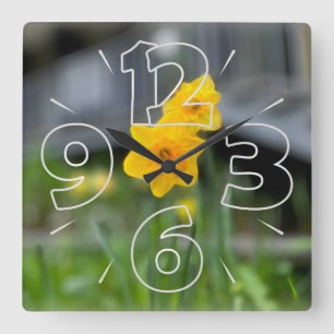Welcoming yellow flowers square wall clock