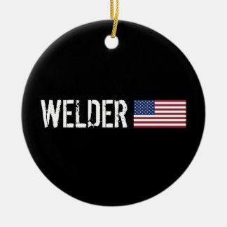Welder - American Flag Ceramic Tree Decoration
