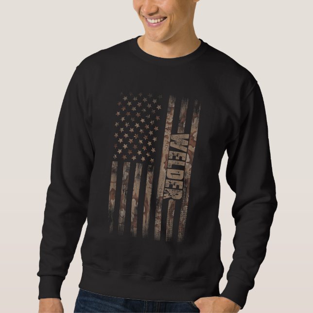 Welder American Flag Gift Welding Sweatshirt (Front)