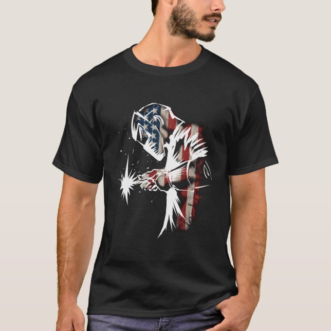 Welder American Flag Usa Patriotic Welder T-Shirt (Front)