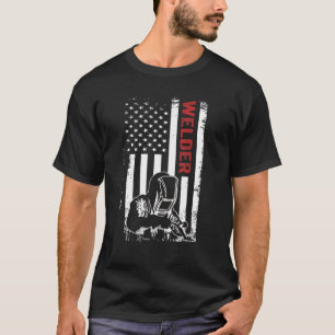 Welder American Flag Welding Fusing Material Funny T-Shirt