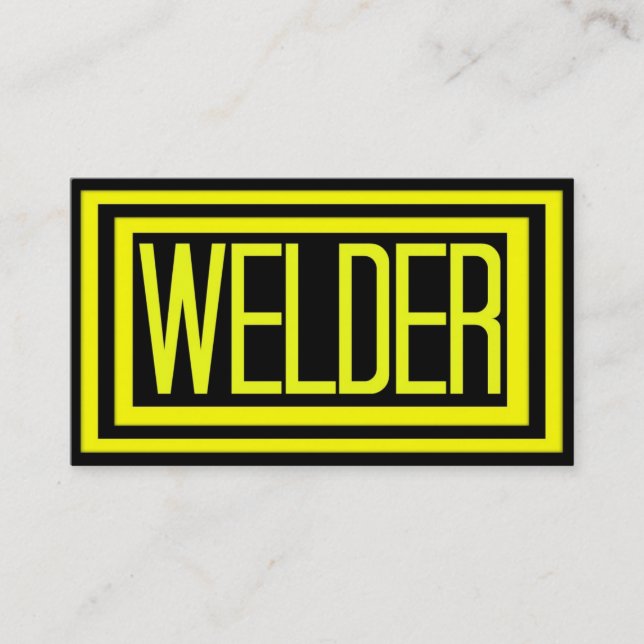 Welder Black and Yellow Matted Frame Business Card (Front)