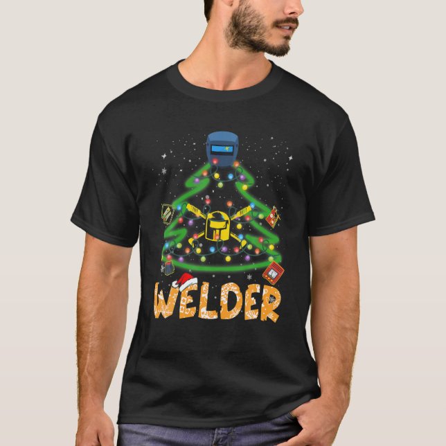 Welder Christmas Tree Holiday Pyjamas Family Match T-Shirt (Front)