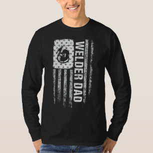 Welder Dad Distressed American Flag Weldering Fath T-Shirt