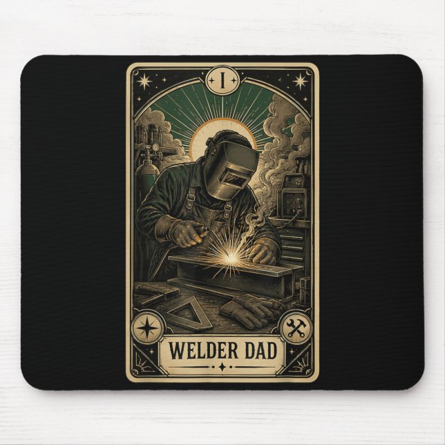 Welder Dad Funny Tarot Card Welding Mouse Pad (Front)