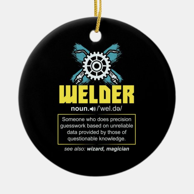 Welder Definition Ceramic Tree Decoration (Front)