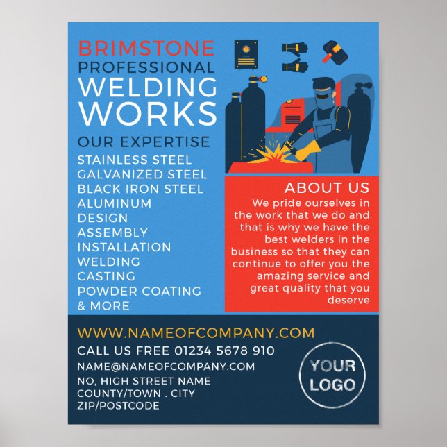 Welder Design, Metal Worker, Welder Advertising Poster (Front)