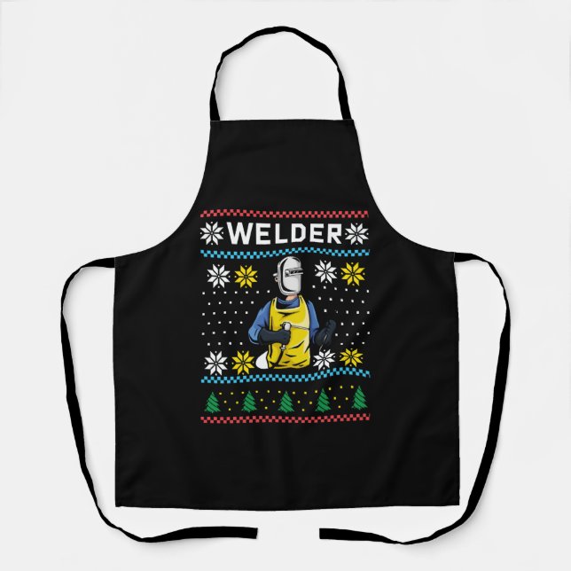 Welder Knit Ugly Christmas Sweater Gift Apron (Front)