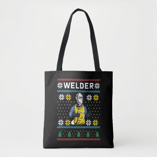 Welder Knit Ugly Christmas Sweater Gift Tote Bag (Front)