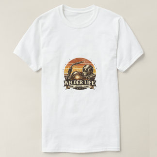 Welder Life Retro Sunset Bold Vintage Art Tee