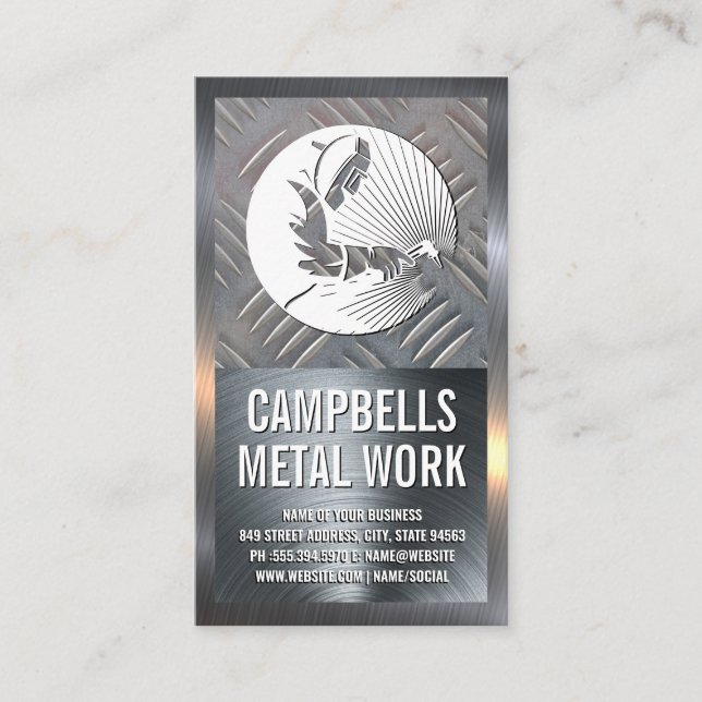 Welder Logo | Steel | Metallic Business Card (Front)