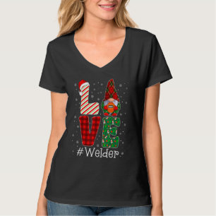 Welder LOVE Gnome Funny Matching Pajama Christmas T-Shirt