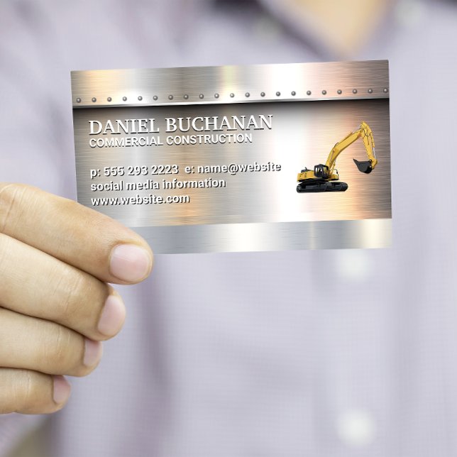 Welder | Metallic Brushed with Rivets | Bull Dozer Business Card (Creator Uploaded)