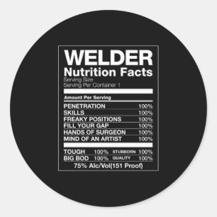 Welder Nutrition Facts Classic Round Sticker
