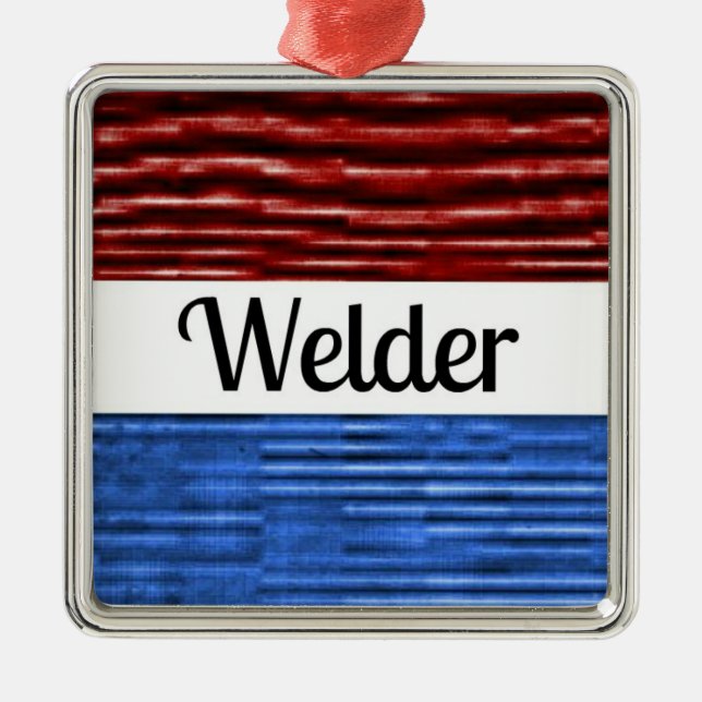 Welder Patriotic Christmas Ornament (Front)
