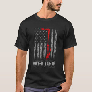 Welder Red Line American Flag Shirt Usa Patriotic 