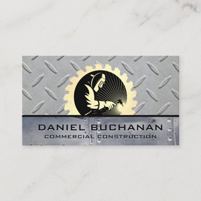 Welder Saw | Metal Rivets | Steel Plated Business Card (Front)