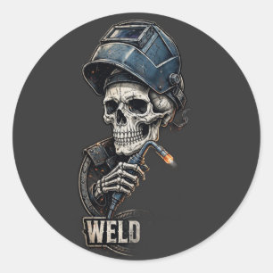 Welder Skull — Sparks Fly Classic Round Sticker