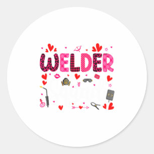 Welder Squad Cute Tools Hearts Costume Valentines  Classic Round Sticker