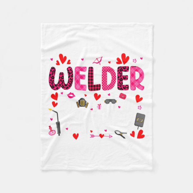 Welder Squad Cute Tools Hearts Costume Valentines  Fleece Blanket (Front)