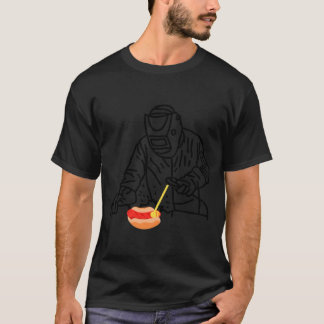 Welder Squirting Mustard On A Hot Dog Funny T-Shirt