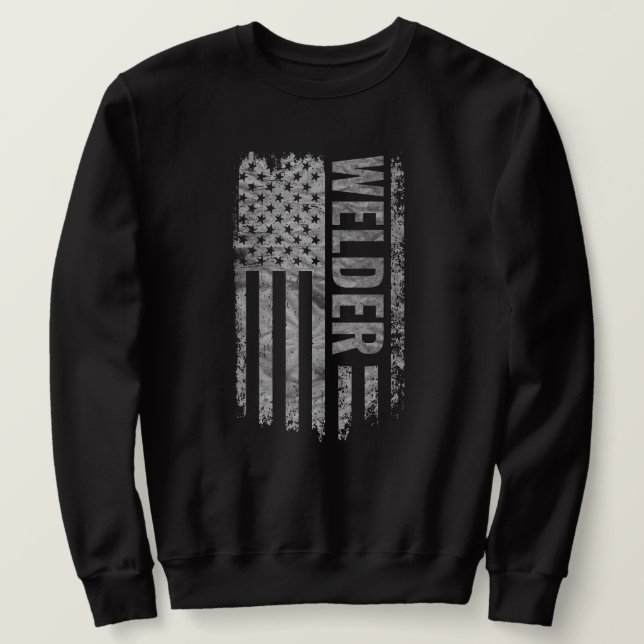 Welder USA Flag Distressed design Sweatshirt (Design Front)