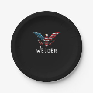 Welder Usa Flag Paper Plate